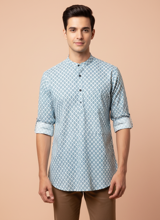 short kurta to be worn on jeans, stylish short kurta, short kurta for office wear,  semi formal traditional wear