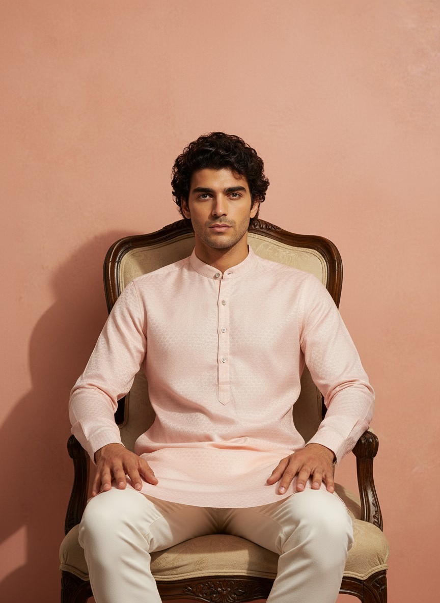 CottonGlow – Elegant Black, White, and Pink Long Kurta | Premium Cotton Long Kurta