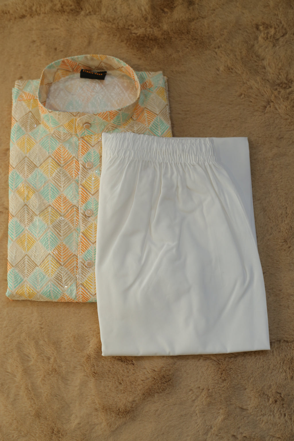 Adhiraj Classic Cotton Print Thread Work Kurta | Festive Collection