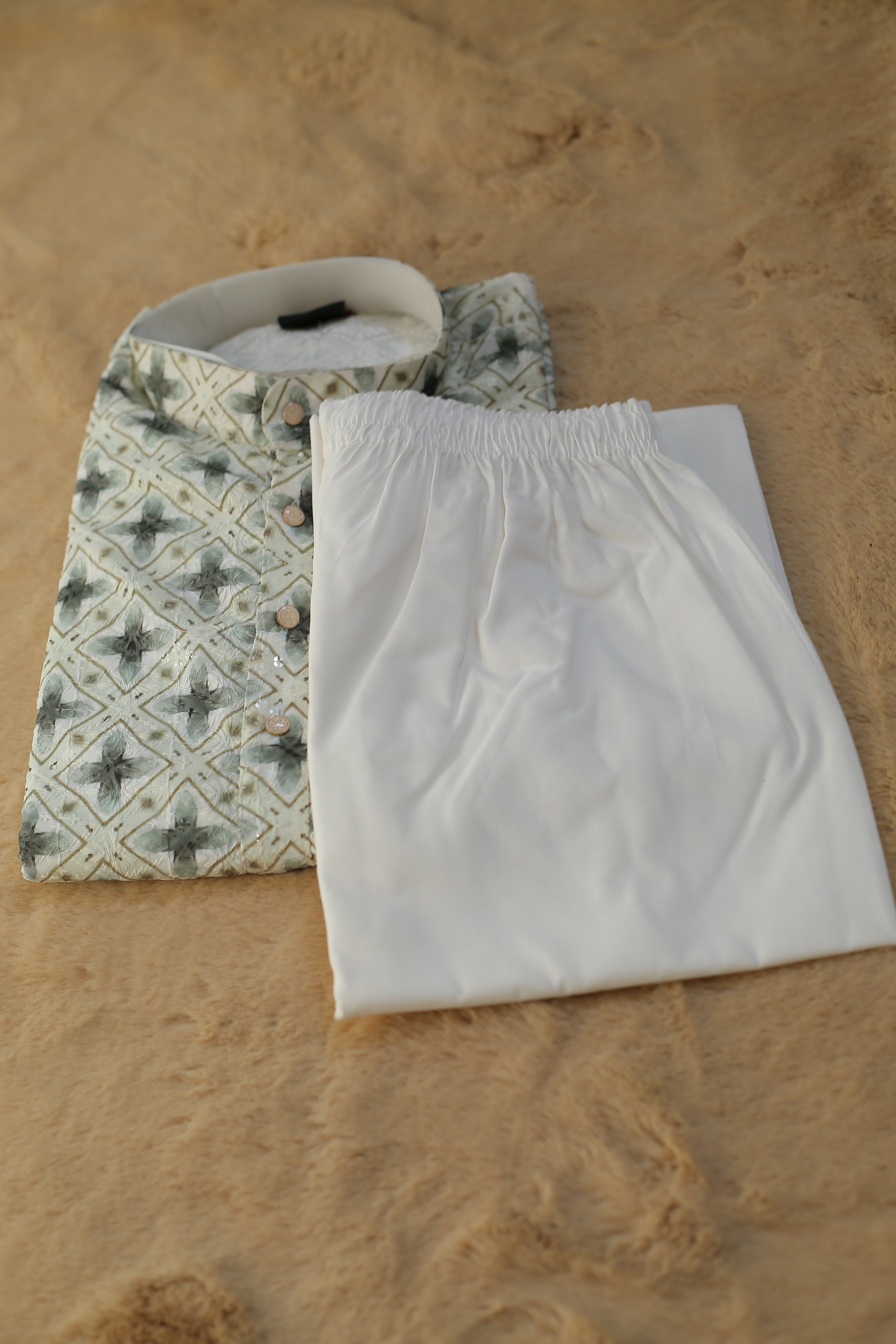 Adhiraj Classic Cotton Print Thread Work Kurta | Festive Collection