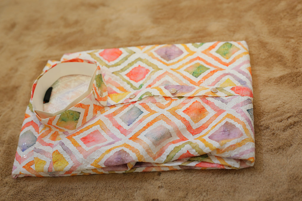 Adhiraj Classic Cotton Print Thread Work Kurta | Festive Collection