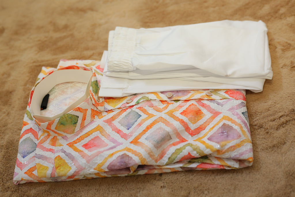 Adhiraj Classic Cotton Print Thread Work Kurta | Festive Collection