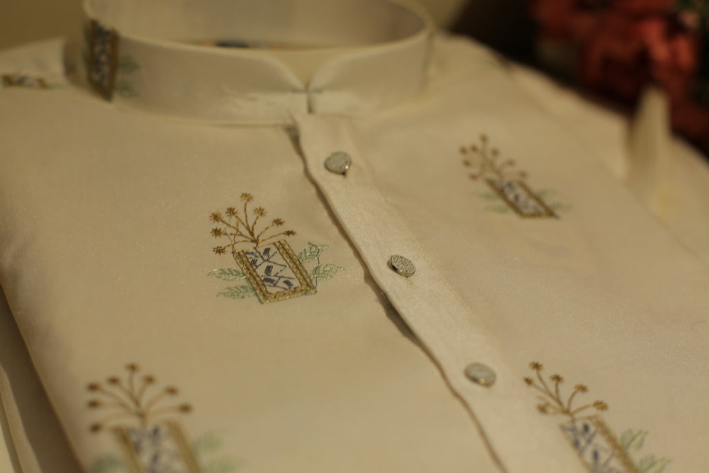 Nayab Style Pure Silk Embroidered Kurta for Special Occasions