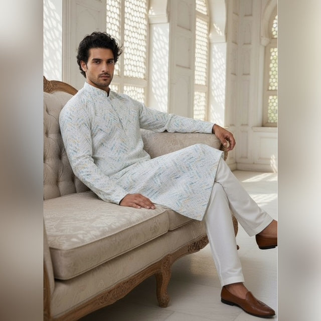 cotton kurta, ethnic indian wear for men, indian traditional men's fashion, white kurta, groom kurta, men's attire for traditional wear