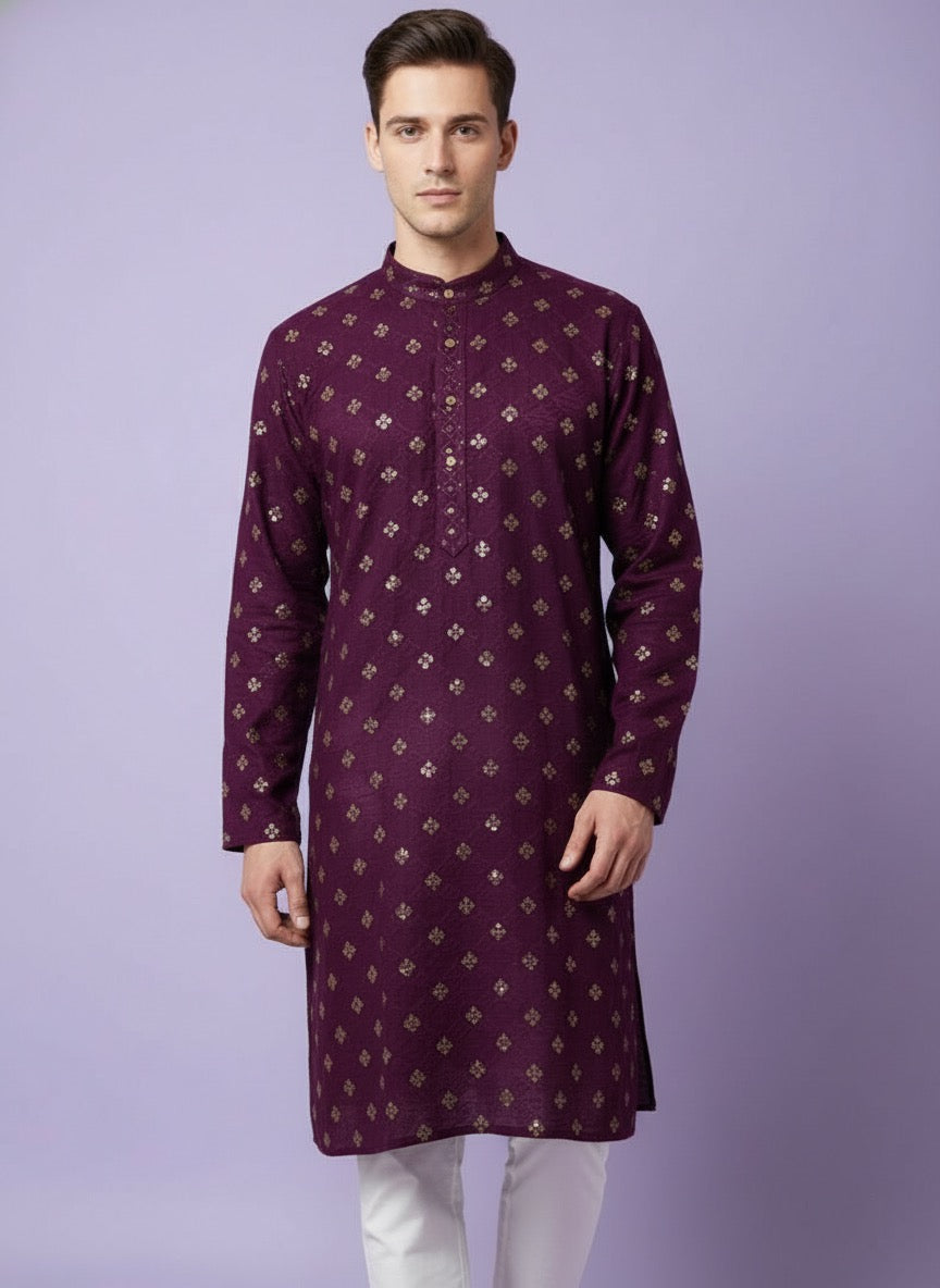  Indigo Chikankari Sequin Kurta, where classic Lucknowi artistry meets modern elegance.  AdhiRaj