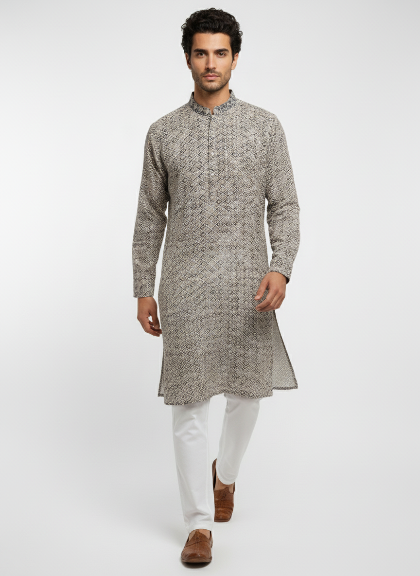 Adhiraj Heavy Lucknowi Kurta for Festive Wear | Ethnic Essence Heavy Lucknowi Kurta