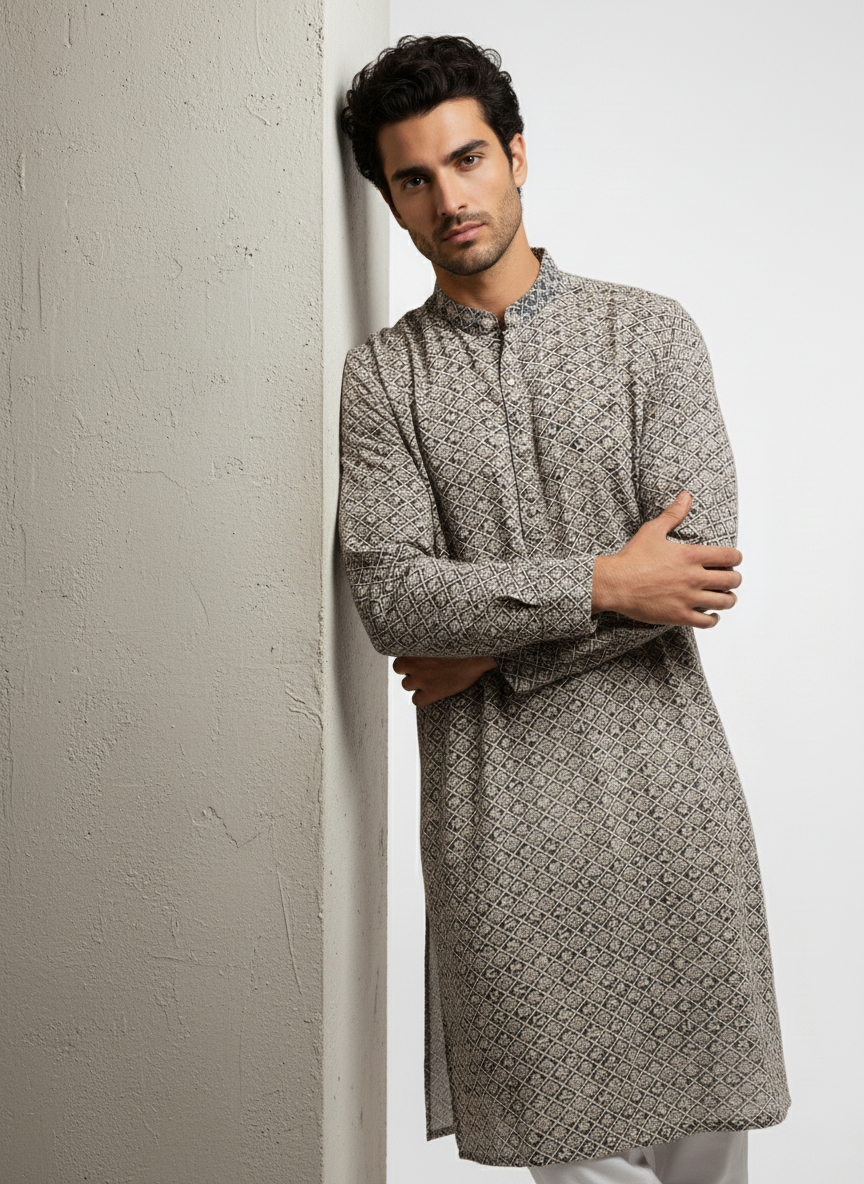 Adhiraj Heavy Lucknowi Kurta for Festive Wear | Ethnic Essence Heavy Lucknowi Kurta