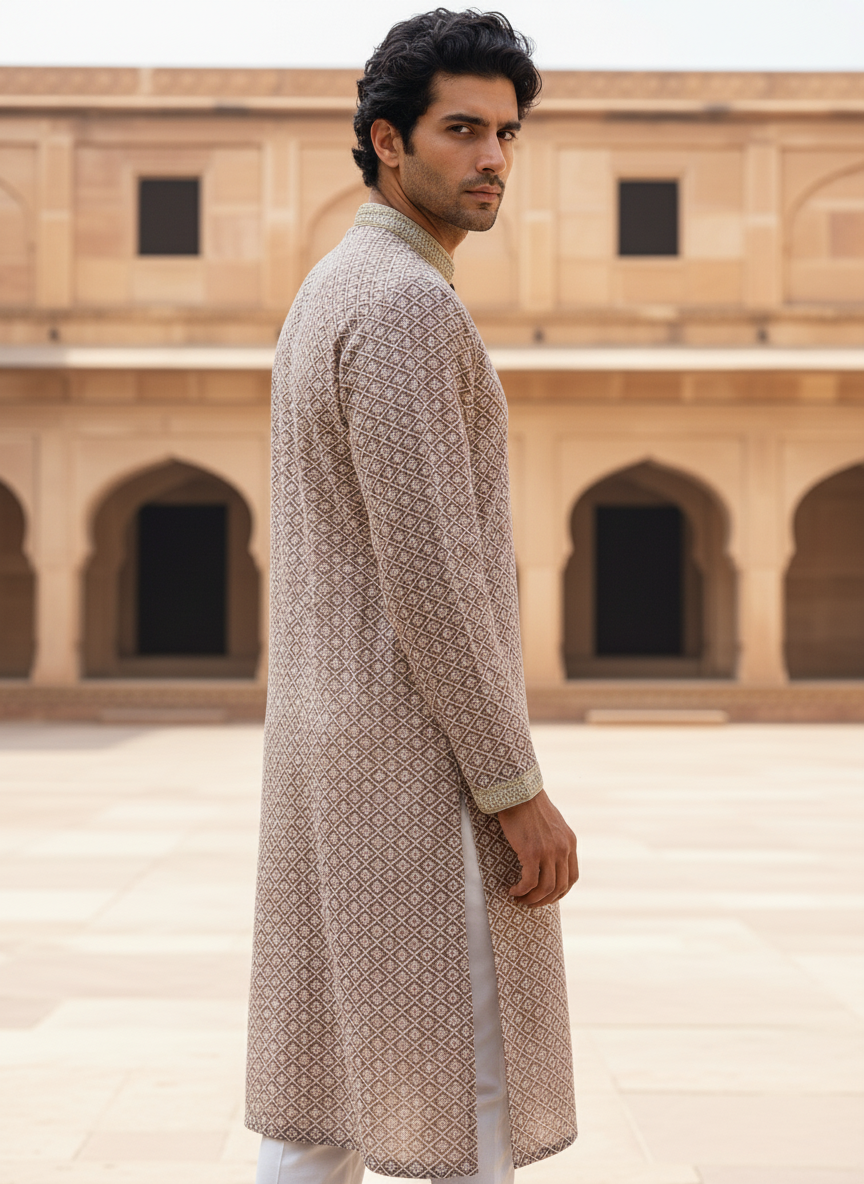 Adhiraj Heavy Lucknowi Kurta for Festive Wear | Ethnic Essence Heavy Lucknowi Kurta