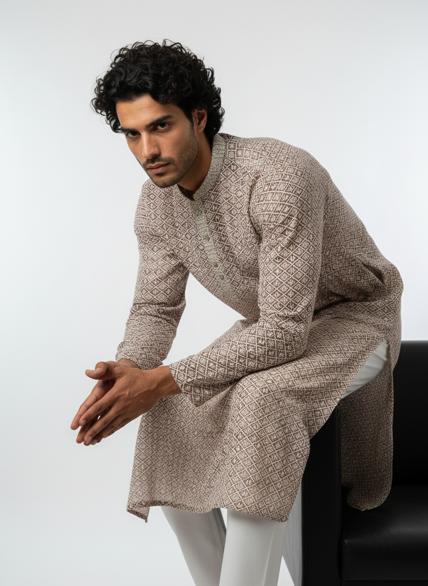 Adhiraj Heavy Lucknowi Kurta for Festive Wear | Ethnic Essence Heavy Lucknowi Kurta