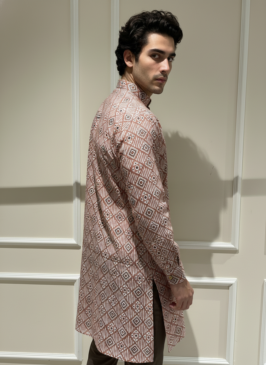 Shine Classic Essence Plain Cotton Printed Kurta – Subtle Elegance in Everyday Comfort