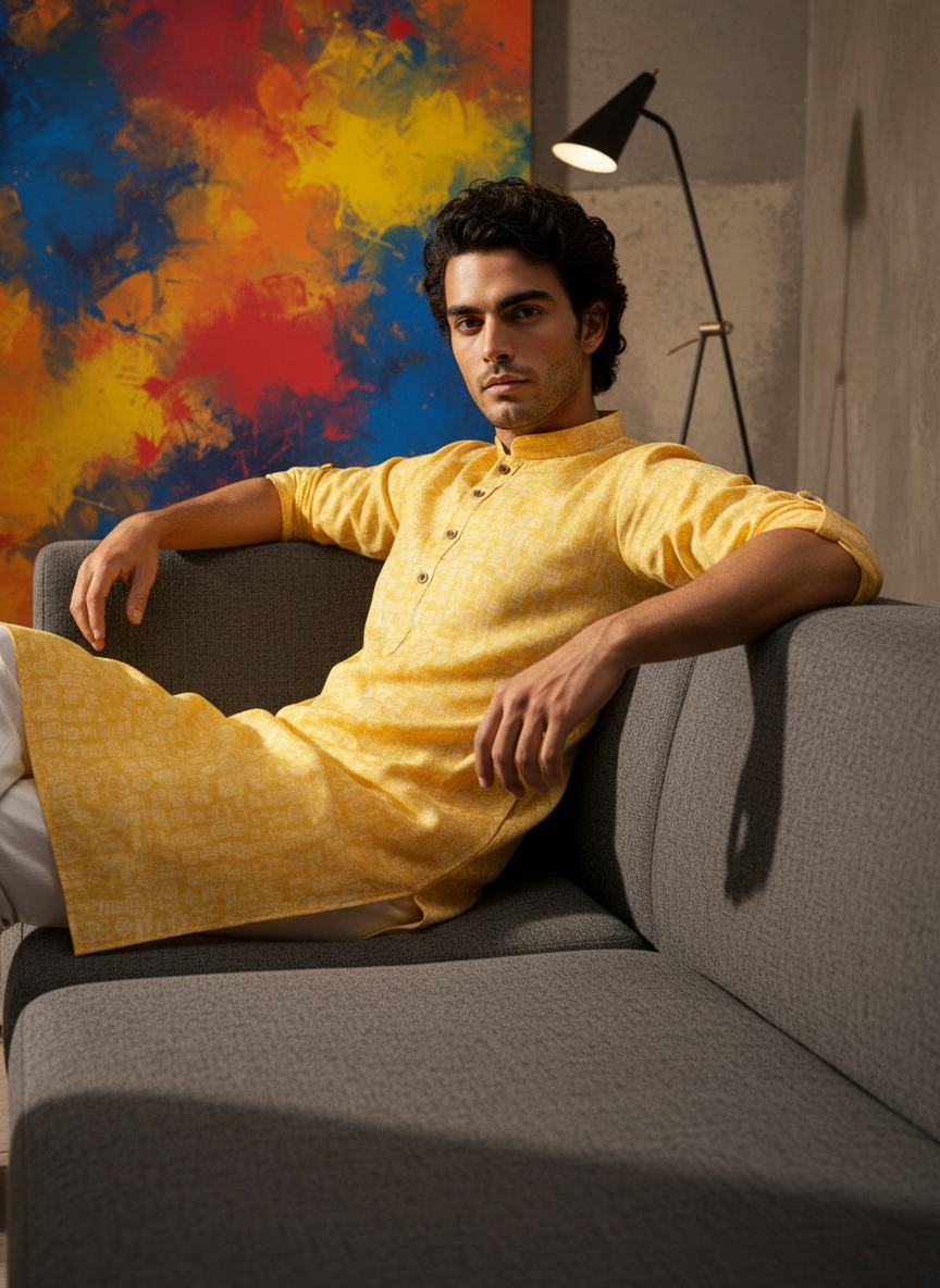 Shine Luxe Cotton Satin Kurta – Elegant Comfort for Every Occasion