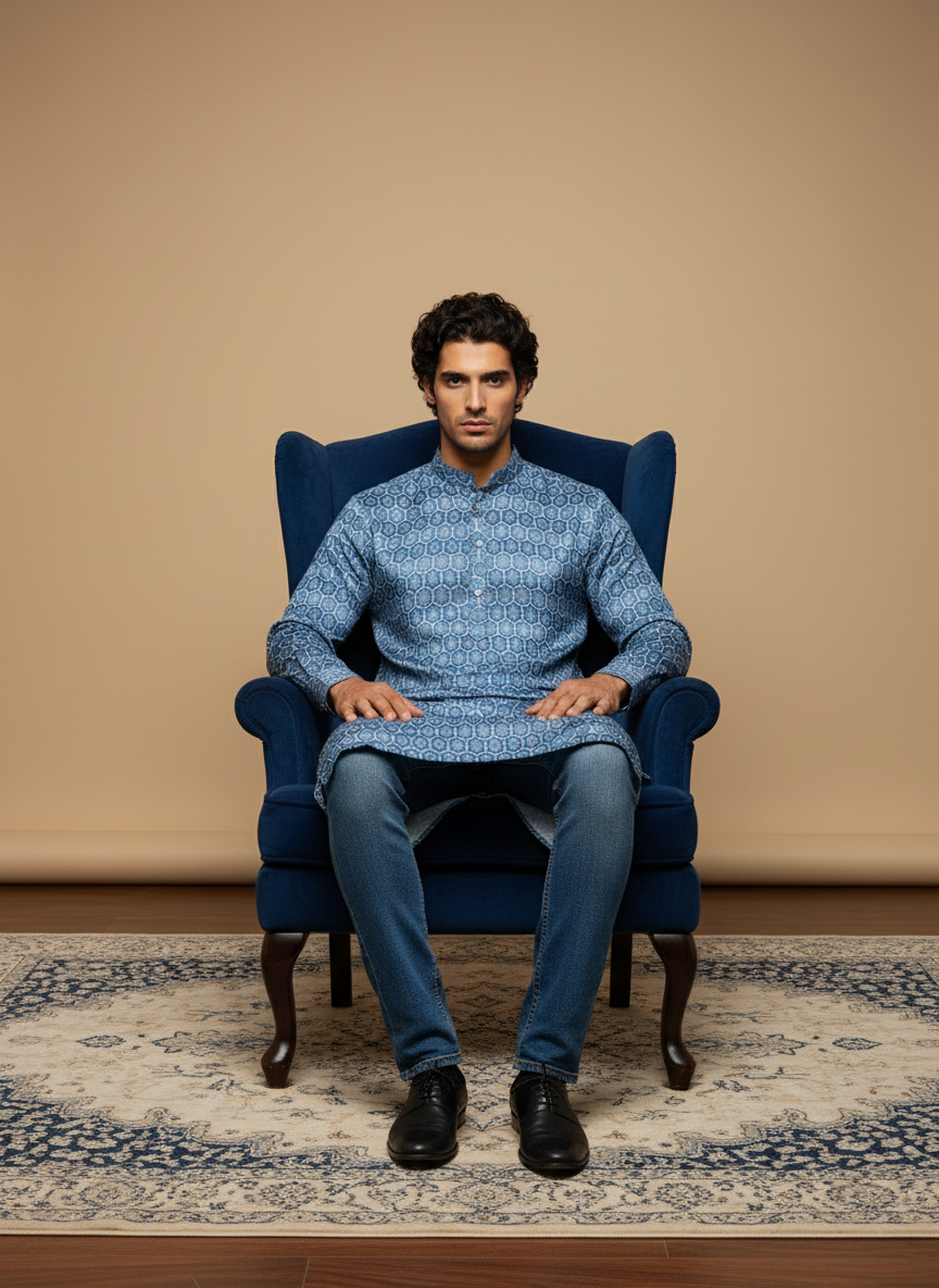 Shine Ethnic Glow Printed Kurta – Premium Cotton Comfort for Every Occasion