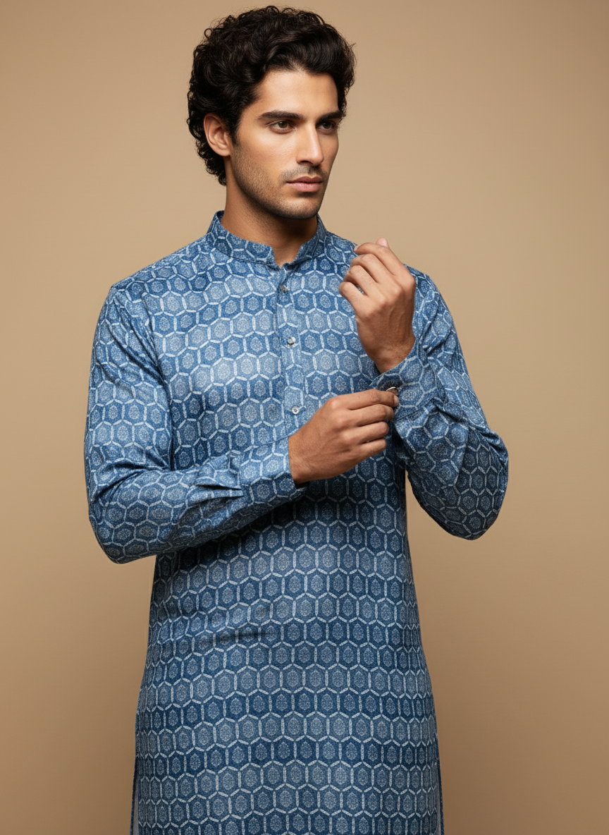Shine Ethnic Glow Printed Kurta – Premium Cotton Comfort for Every Occasion