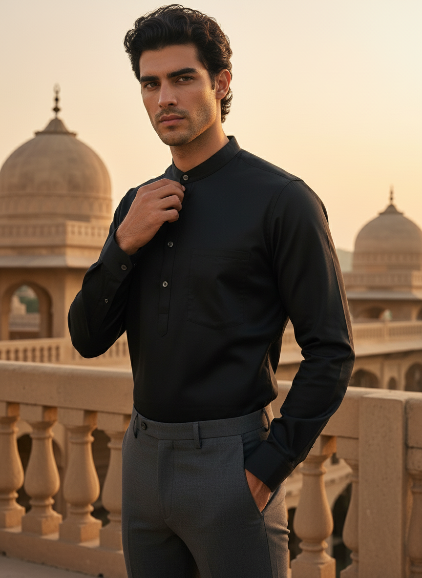 Men’s Satin Finish Short Kurta | Perfect for Parties, Gatherings & Festive Wear | Glossy Finish with Contemporary Design