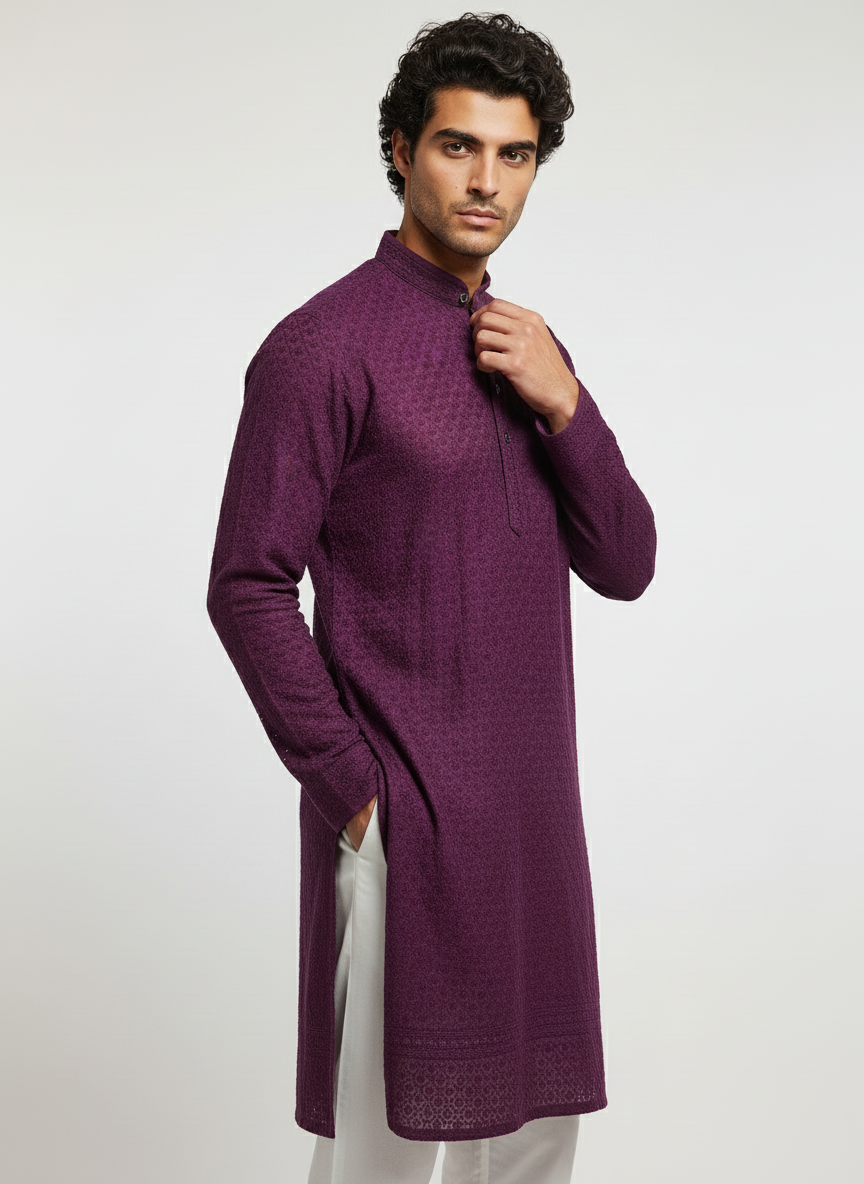 Adhiraj Couture Chikankari Sequin Embroidered Kurta | Party Wear Collection