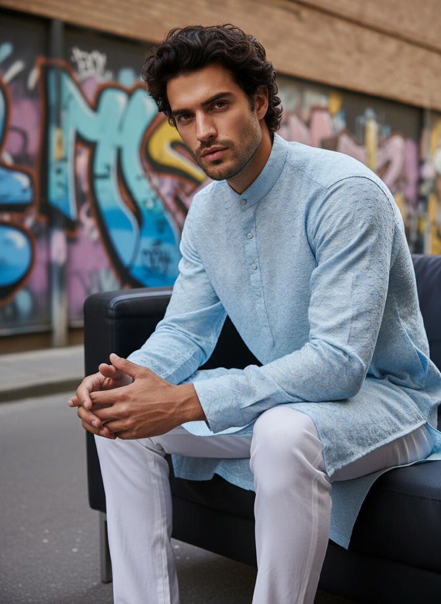 Readymade kurta pajama, ethnic style for men, pastel kurta for pool party, traditional look for men