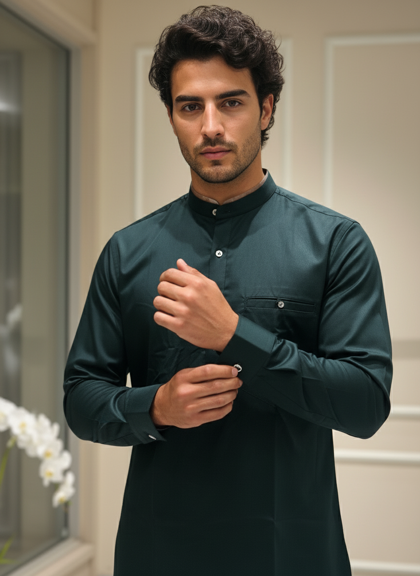 Men’s Satin Finish Short Kurta | Perfect for Parties, Gatherings & Festive Wear | Glossy Finish with Contemporary Design