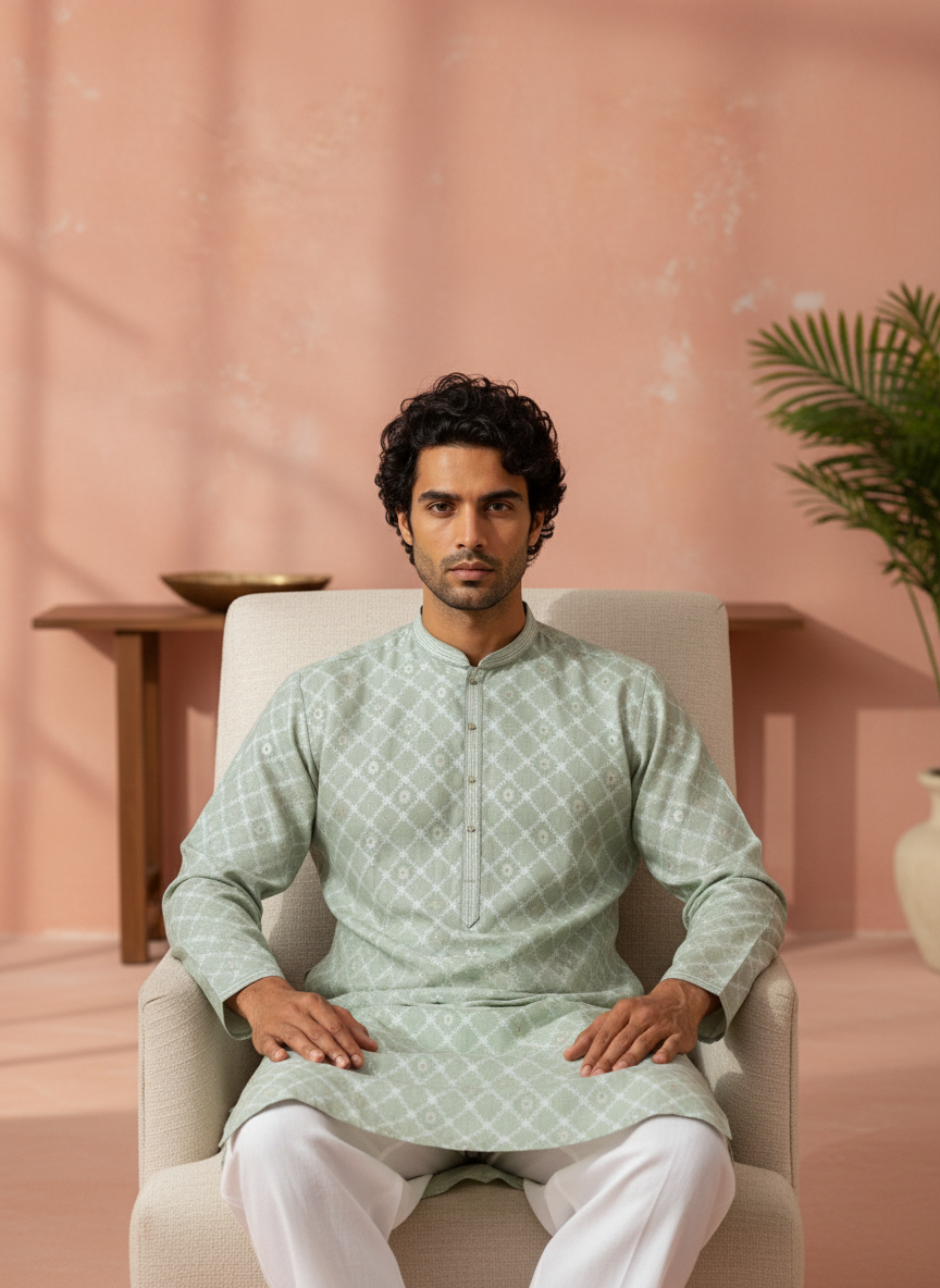 Heritage Looms Elegant Jacquard Kurta | Timeless Ethnic Wear