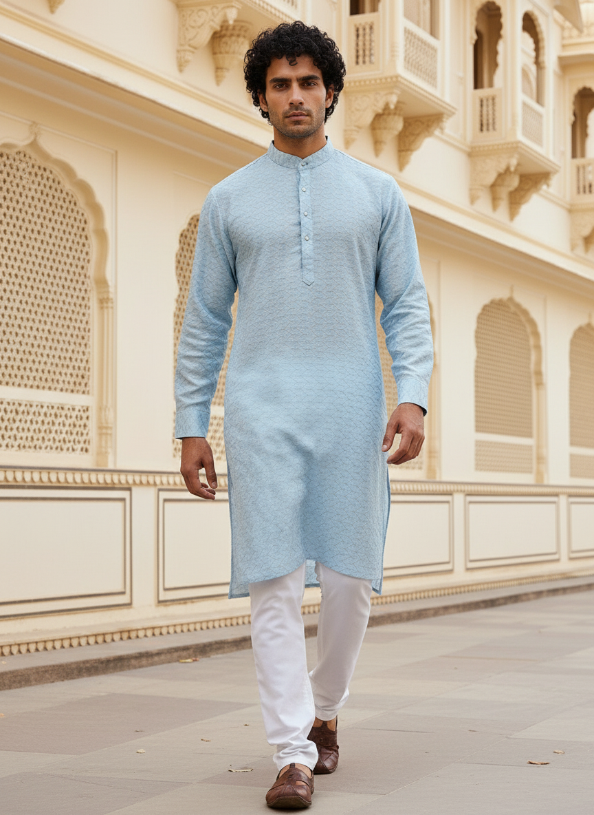 Readymade kurta pajama, ethnic style for men, pastel kurta for pool party, traditional look for men
