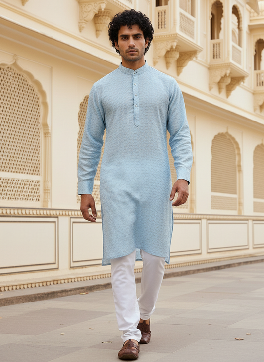 Readymade kurta pajama, ethnic style for men, pastel kurta for pool party, traditional look for men