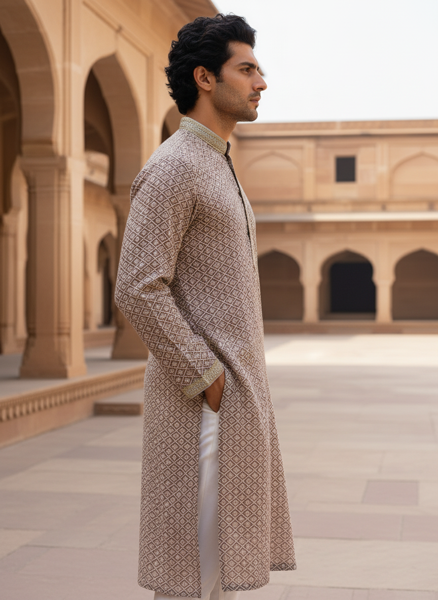 Adhiraj Heavy Lucknowi Kurta for Festive Wear | Ethnic Essence Heavy Lucknowi Kurta