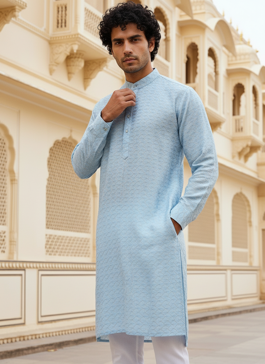 Designer Zari Work Kurtha in Imported Stretchable Fabric | Perfect for Festive & Wedding Wear | Soft, Stretchable & Designed for Grand Occasions