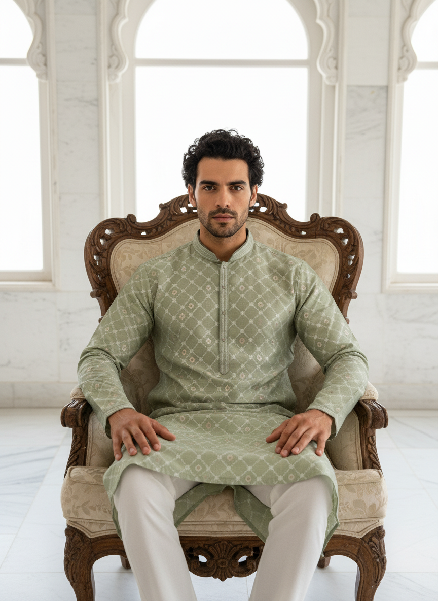 Heritage Looms Elegant Jacquard Kurta | Timeless Ethnic Wear