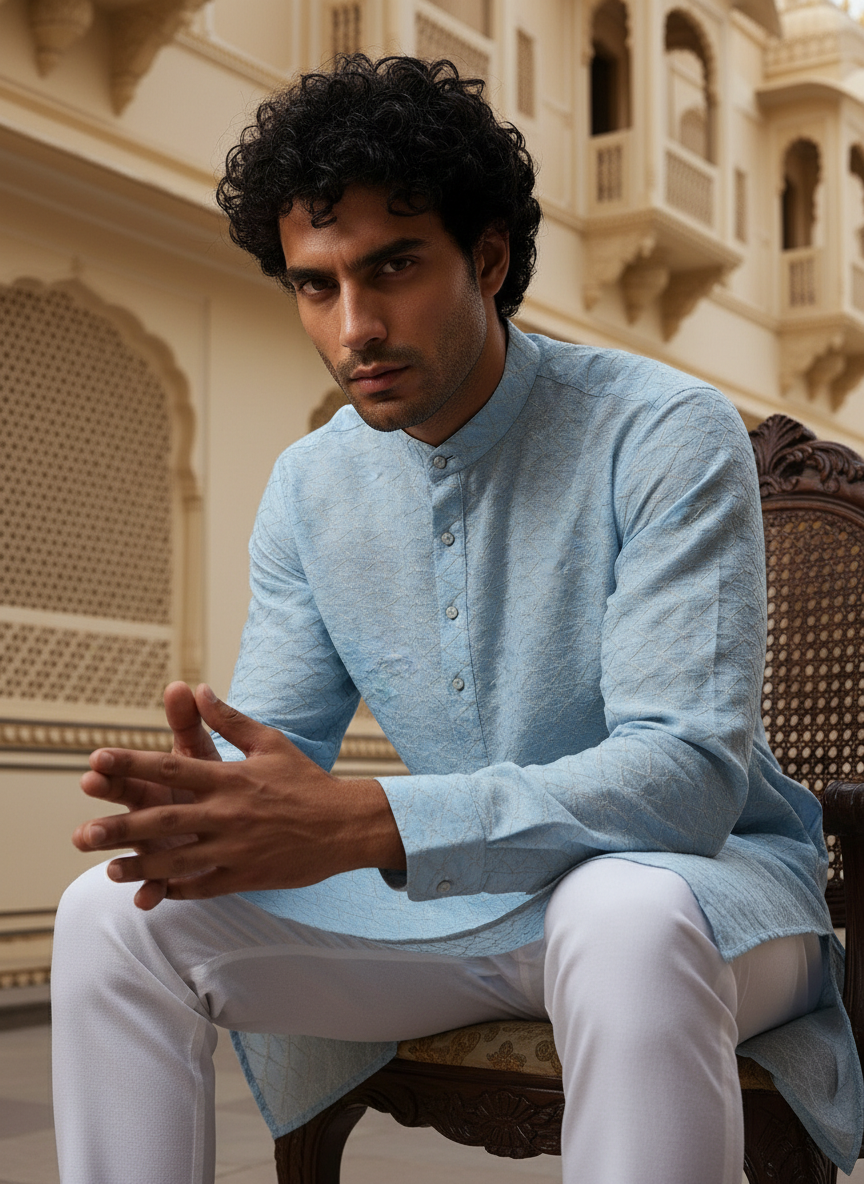 Designer Zari Work Kurtha in Imported Stretchable Fabric | Perfect for Festive & Wedding Wear | Soft, Stretchable & Designed for Grand Occasions