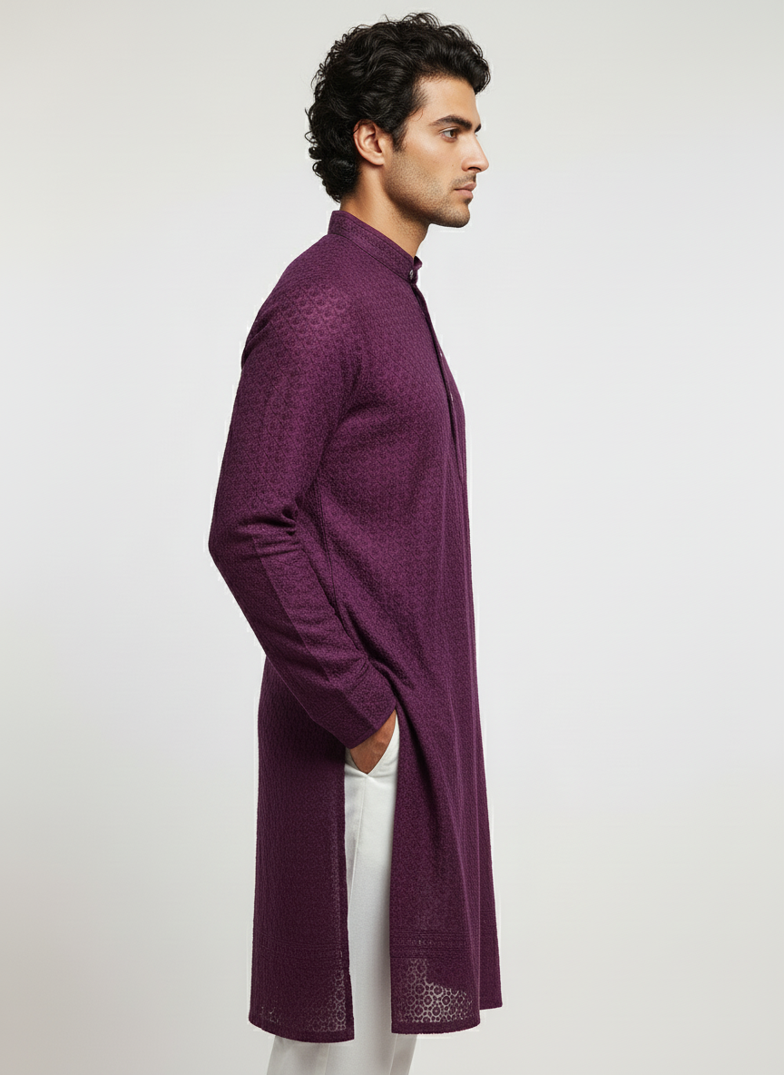 Adhiraj Couture Chikankari Sequin Embroidered Kurta | Party Wear Collection