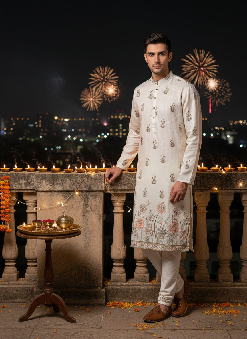 Nayab Style Pure Silk Embroidered Kurta for Special Occasions