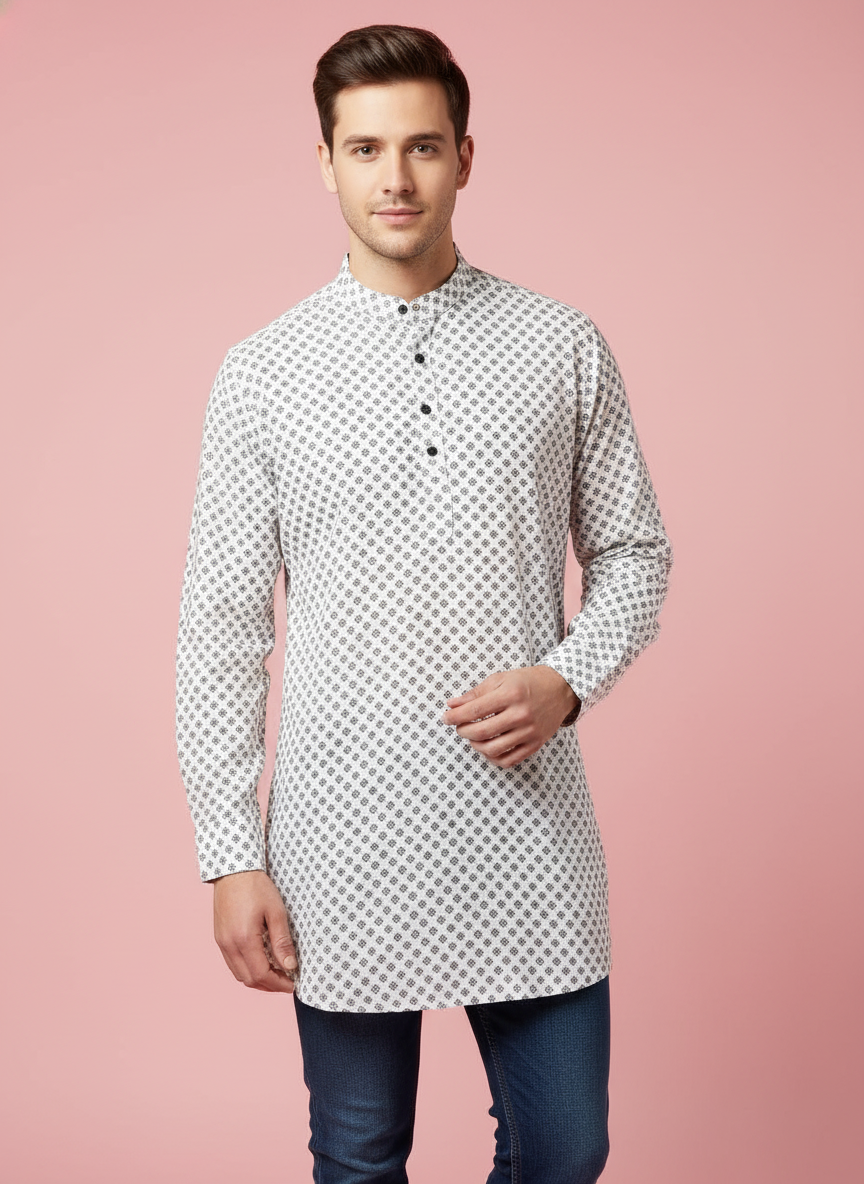 Stylish Printed Short Kurta | Vibrant Prints for a Modern Traditional Look | Soft Fabric with Eye-Catching Patterns