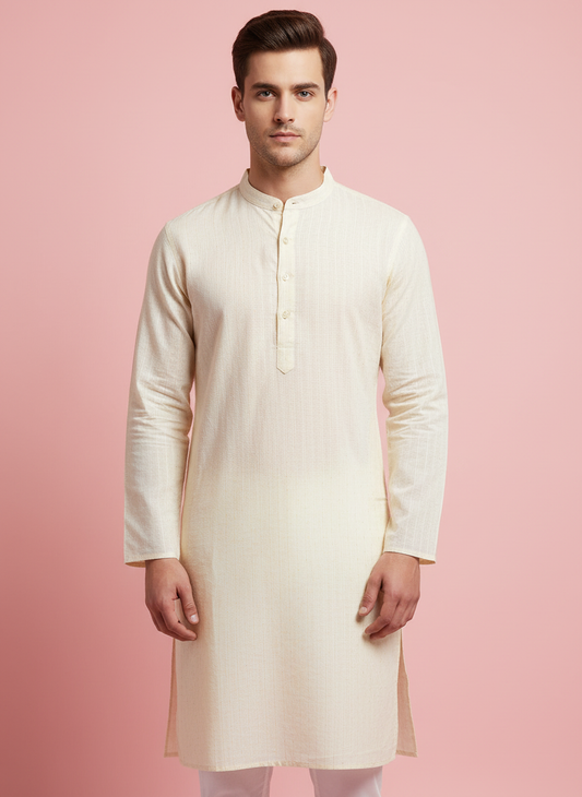 off white kurta pajama set, simple cotton kurta, ethnic wear for men, traditional look for men