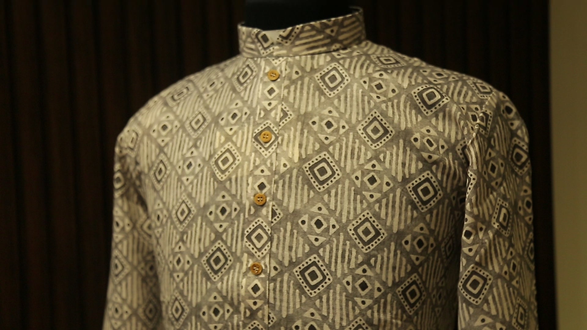 Festive Cotton Brown Kurtha with Zari Pattern and Classic White Pajama