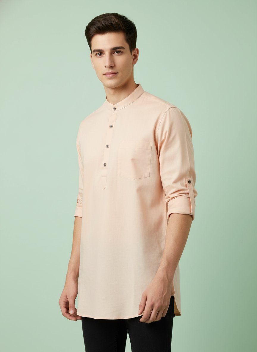 Men’s Satin Finish Short Kurta | Perfect for Parties, Gatherings & Festive Wear | Glossy Finish with Contemporary Design