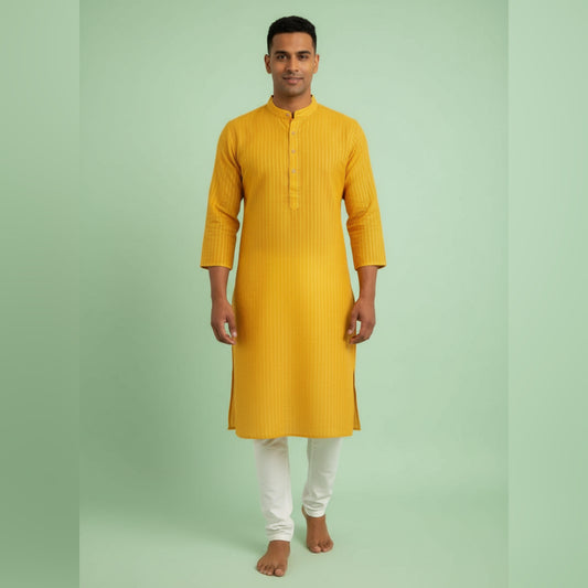 Yellow kurta pajama set, simple cotton kurta, ethnic wear for men, traditional look for men, kurtas for haldi